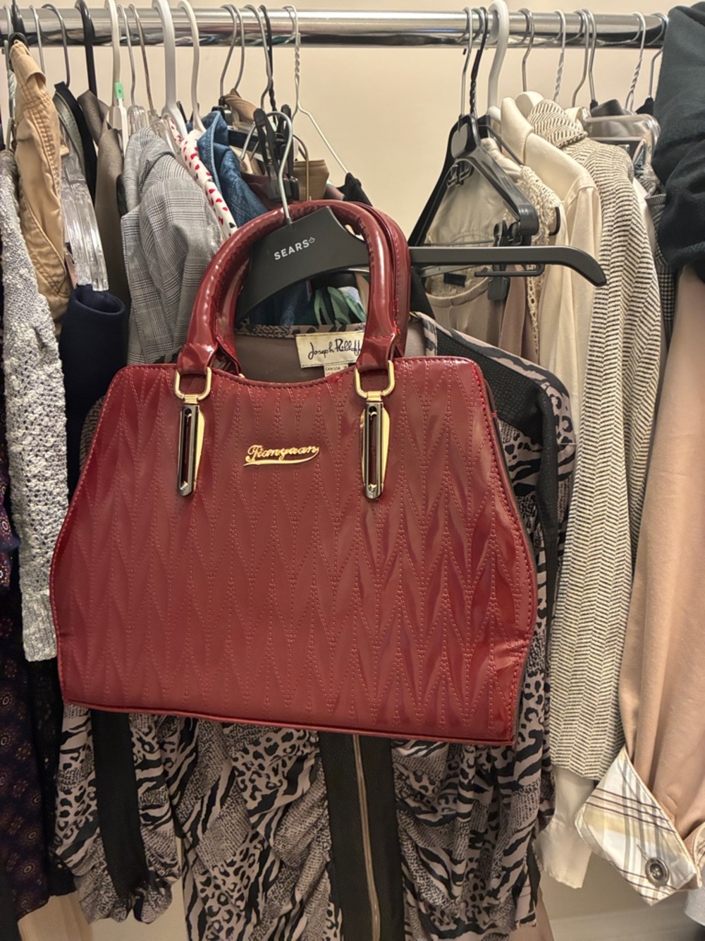 Red Quilted Satchel – Elegant Women's Handbag